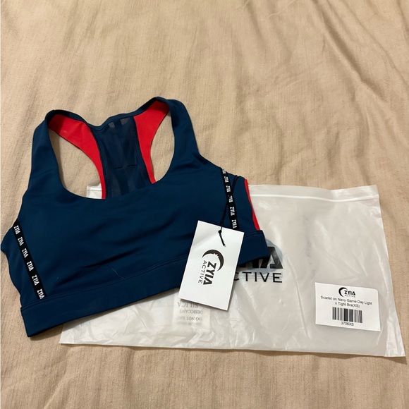 ZYIA Scarlet on Navy Game Day Light n Tight Bra - NWT - Picture 3 of 6